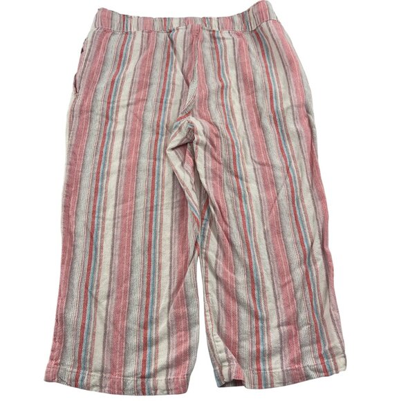 Dash Women's Striped Linen Blend Capri Pants Size Small Pull On Wide leg - Picture 5 of 5